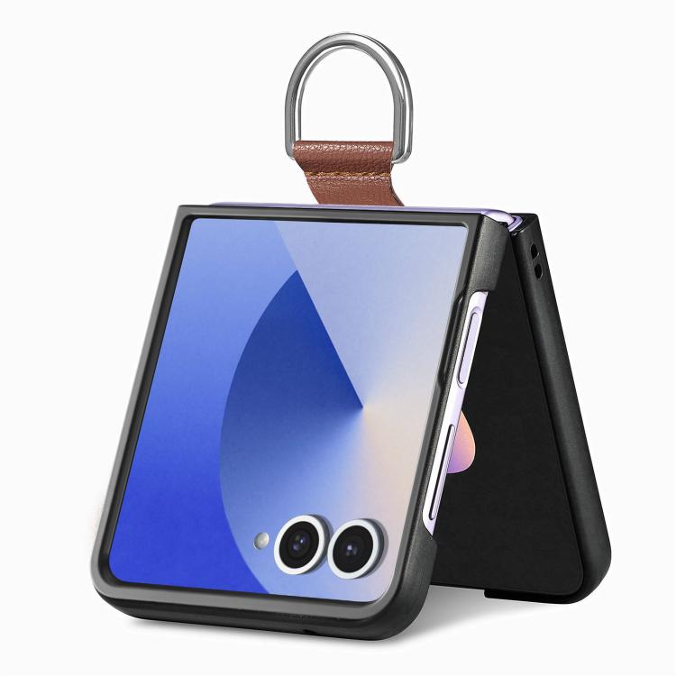 For Galaxy Z Flip7 5G Litchi Texture Leather Ring Phone Case
