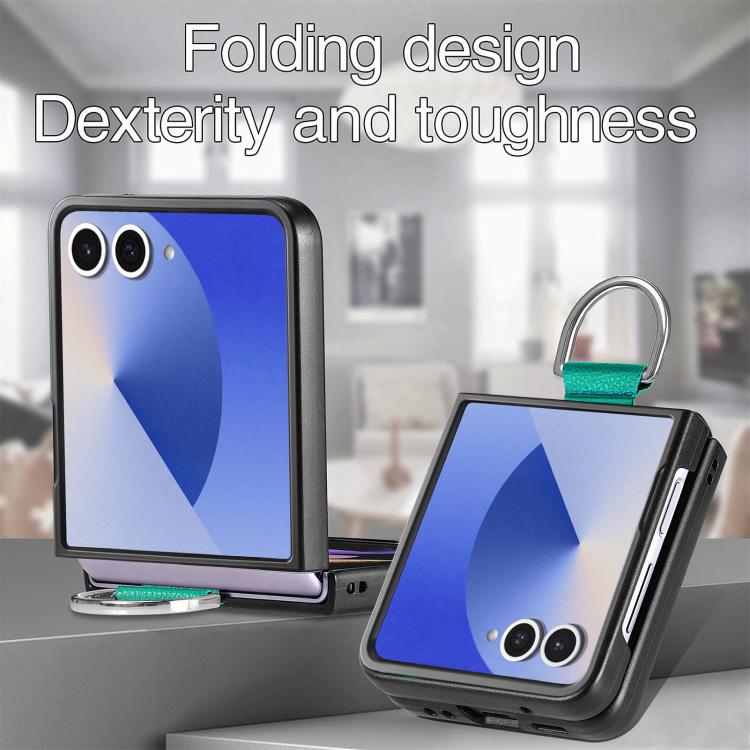For Galaxy Z Flip7 5G Litchi Texture Leather Ring Phone Case