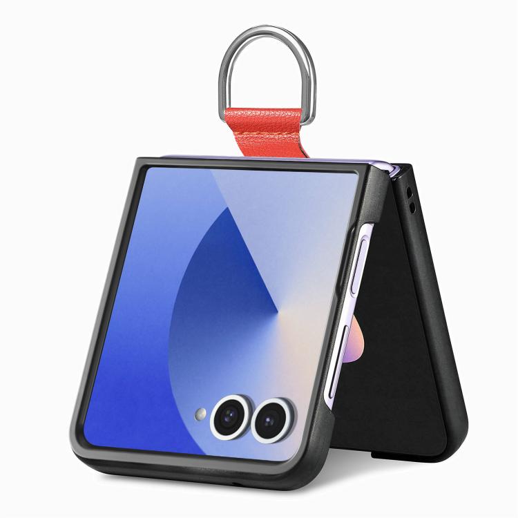 For Galaxy Z Flip7 5G Litchi Texture Leather Ring Phone Case