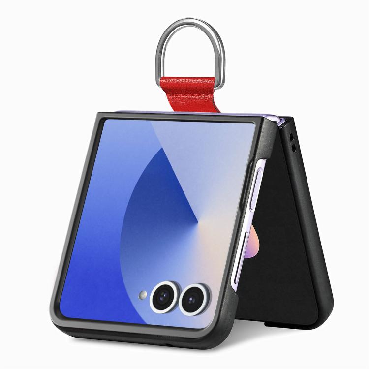 For Galaxy Z Flip7 5G Litchi Texture Leather Ring Phone Case