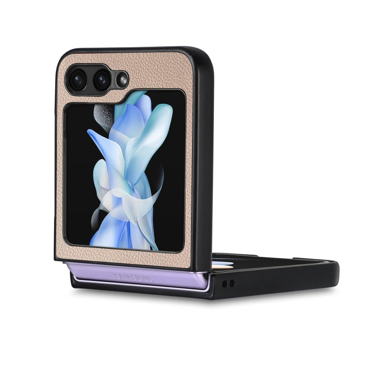For Samsung Galaxy Z Flip6 / Flip7 FE Litchi Texture Leather Fold Phone Case
