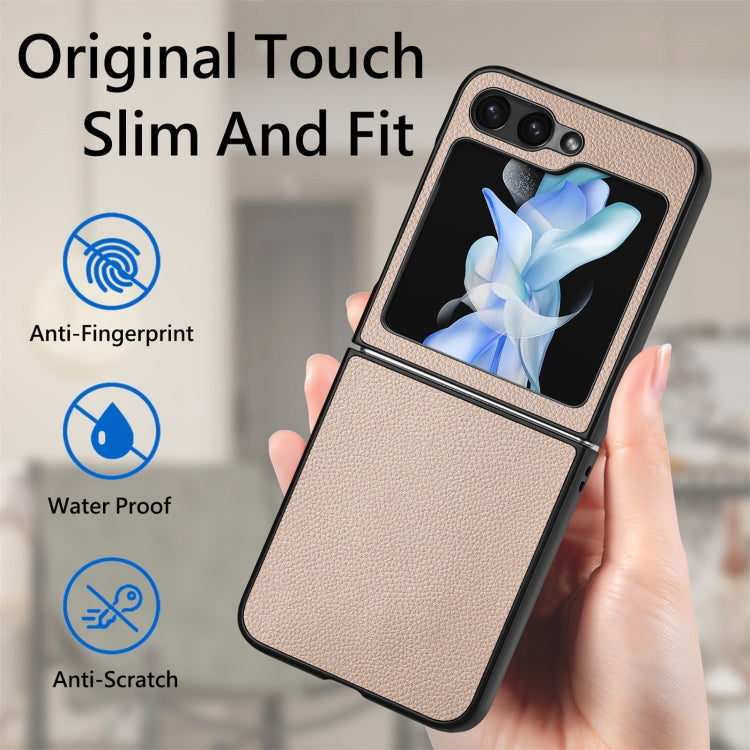 For Samsung Galaxy Z Flip6 / Flip7 FE Litchi Texture Leather Fold Phone Case