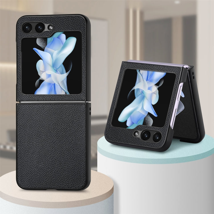 For Samsung Galaxy Z Flip6 / Flip7 FE Litchi Texture Leather Fold Phone Case