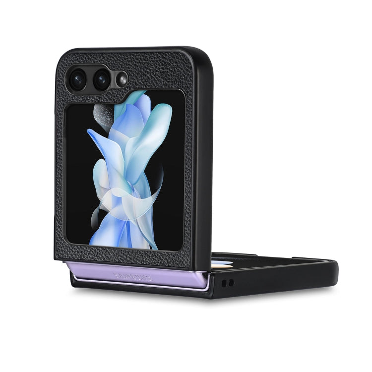 For Samsung Galaxy Z Flip6 / Flip7 FE Litchi Texture Leather Fold Phone Case