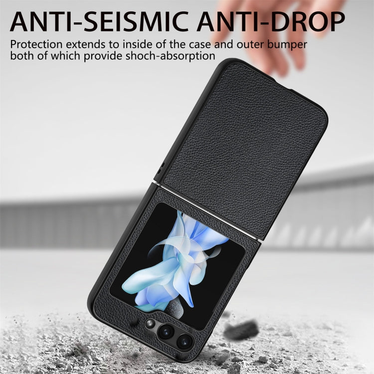 For Samsung Galaxy Z Flip6 / Flip7 FE Litchi Texture Leather Fold Phone Case