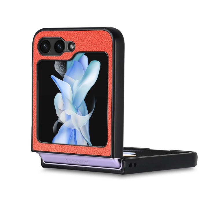 For Samsung Galaxy Z Flip6 / Flip7 FE Litchi Texture Leather Fold Phone Case