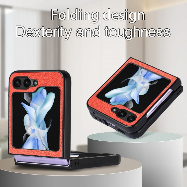 For Samsung Galaxy Z Flip6 / Flip7 FE Litchi Texture Leather Fold Phone Case