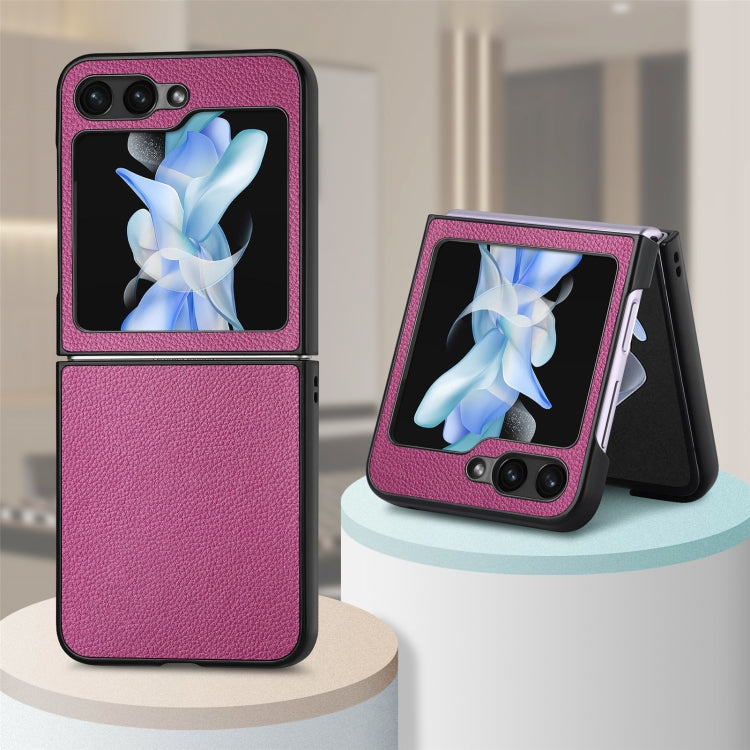 For Samsung Galaxy Z Flip6 / Flip7 FE Litchi Texture Leather Fold Phone Case