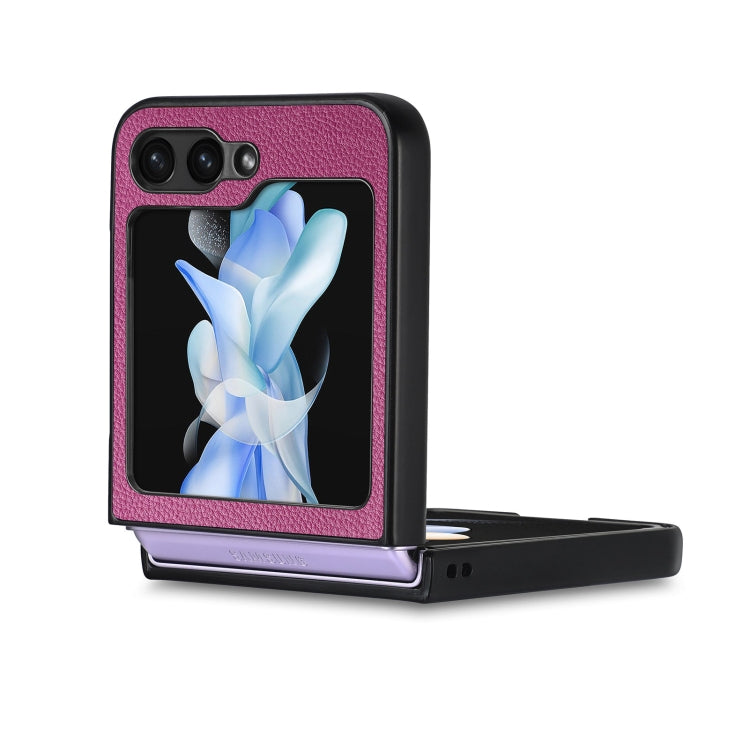 For Samsung Galaxy Z Flip6 / Flip7 FE Litchi Texture Leather Fold Phone Case