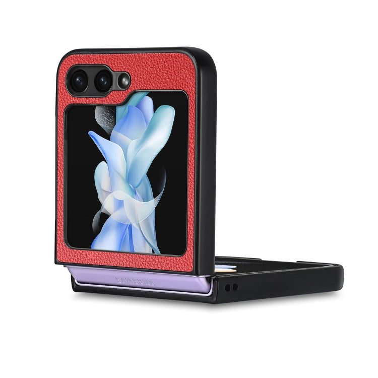 For Samsung Galaxy Z Flip6 / Flip7 FE Litchi Texture Leather Fold Phone Case