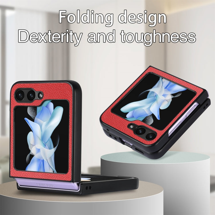 For Samsung Galaxy Z Flip6 / Flip7 FE Litchi Texture Leather Fold Phone Case