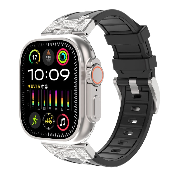 For Apple Watch Ultra 2 49mm Diamond Starry Sky Silicone Watch Band