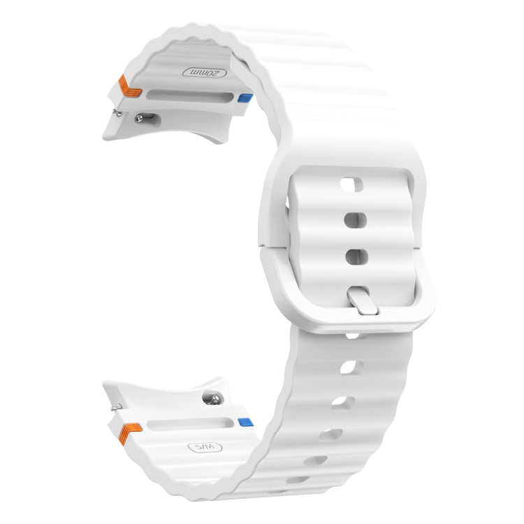 For Samsung Galaxy Watch 6 Classic Wave Pattern Stitched Silicone Watch Band