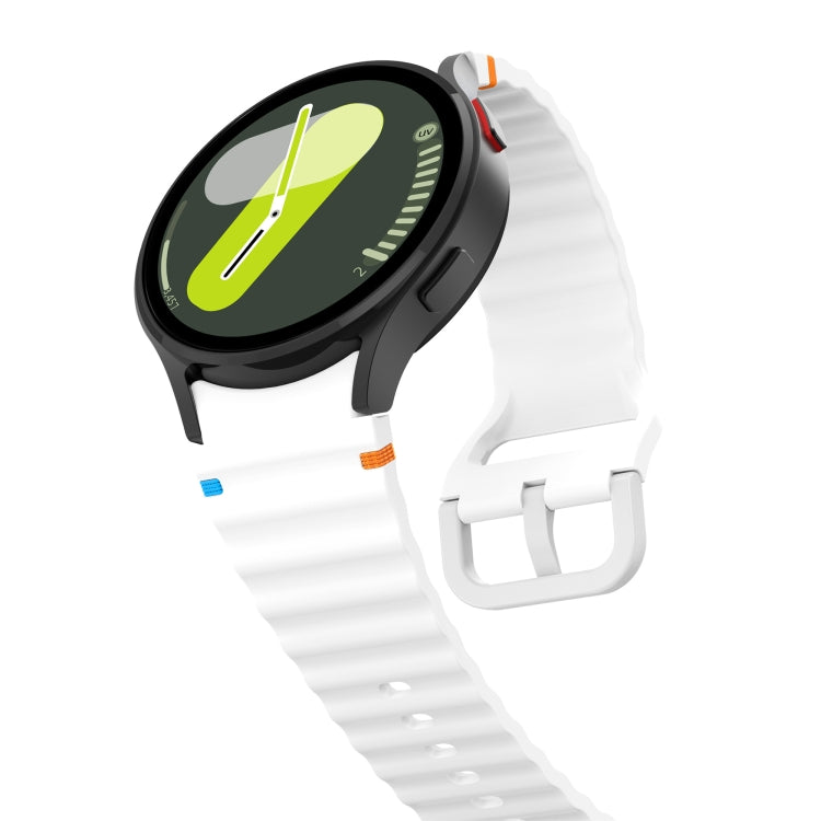 For Samsung Galaxy Watch 6 Classic Wave Pattern Stitched Silicone Watch Band