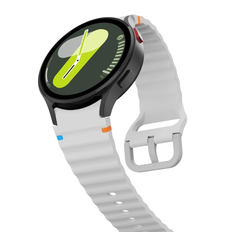 For Samsung Galaxy Watch 6 Classic Wave Pattern Stitched Silicone Watch Band