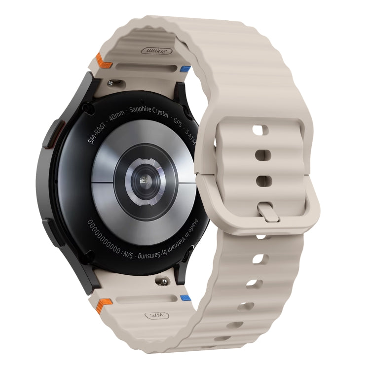 For Samsung Galaxy Watch 6 Classic Wave Pattern Stitched Silicone Watch Band