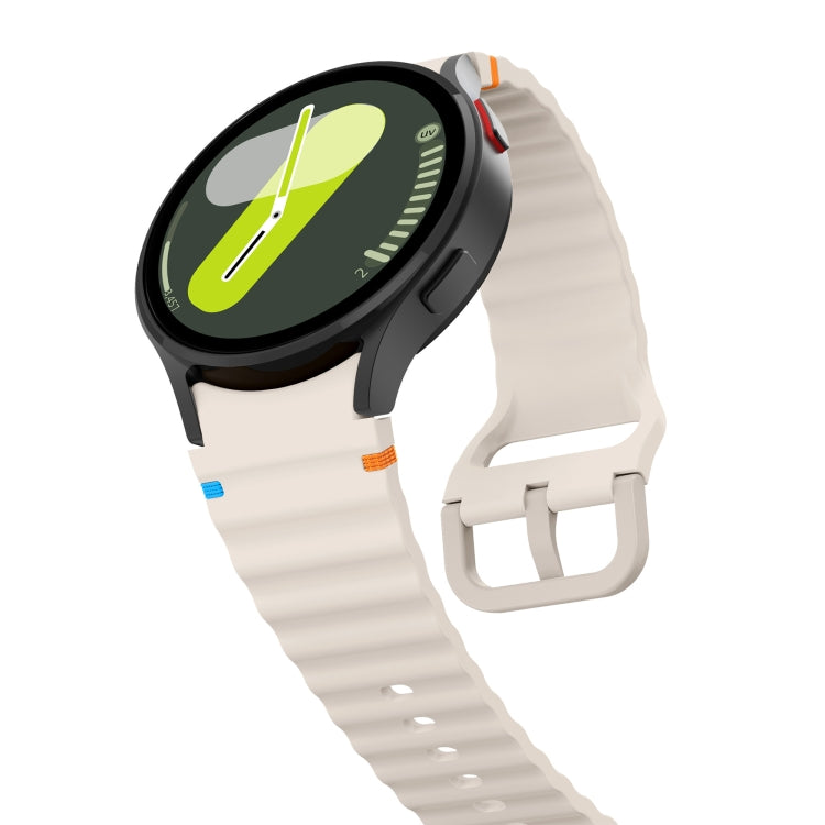 For Samsung Galaxy Watch 6 Classic Wave Pattern Stitched Silicone Watch Band