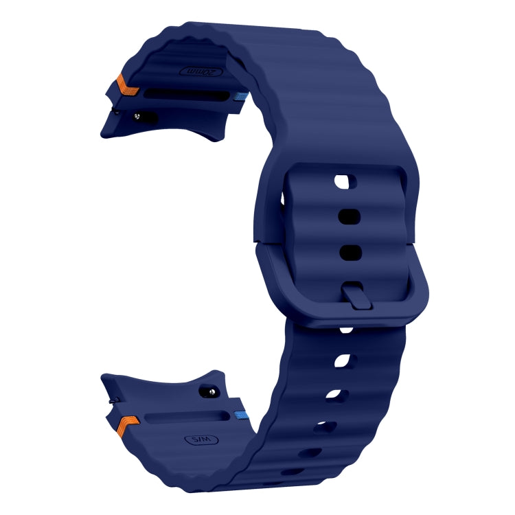 For Samsung Galaxy Watch 6 Classic Wave Pattern Stitched Silicone Watch Band