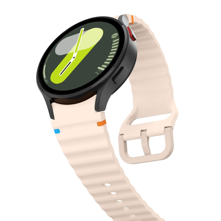 For Samsung Galaxy Watch 6 Classic Wave Pattern Stitched Silicone Watch Band