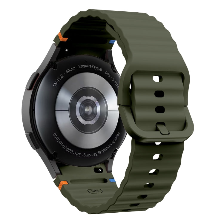 For Samsung Galaxy Watch 6 Classic Wave Pattern Stitched Silicone Watch Band