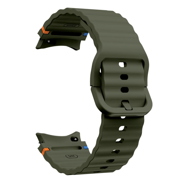 For Samsung Galaxy Watch 6 Classic Wave Pattern Stitched Silicone Watch Band