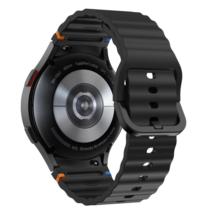 For Samsung Galaxy Watch 6 40 / 44mm Wave Pattern Stitched Silicone Watch Band