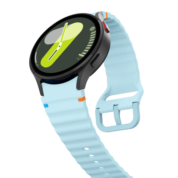 For Samsung Galaxy Watch 6 40 / 44mm Wave Pattern Stitched Silicone Watch Band