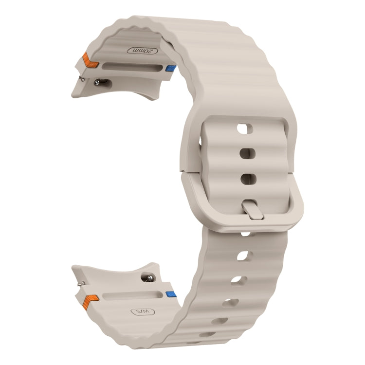 For Samsung Galaxy Watch 6 40 / 44mm Wave Pattern Stitched Silicone Watch Band