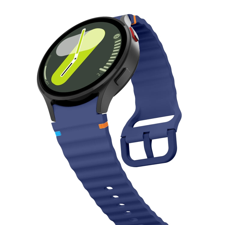 For Samsung Galaxy Watch 6 40 / 44mm Wave Pattern Stitched Silicone Watch Band