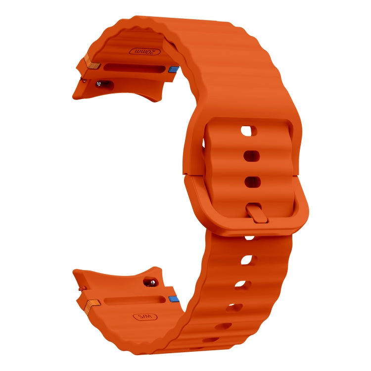 For Samsung Galaxy Watch 6 40 / 44mm Wave Pattern Stitched Silicone Watch Band