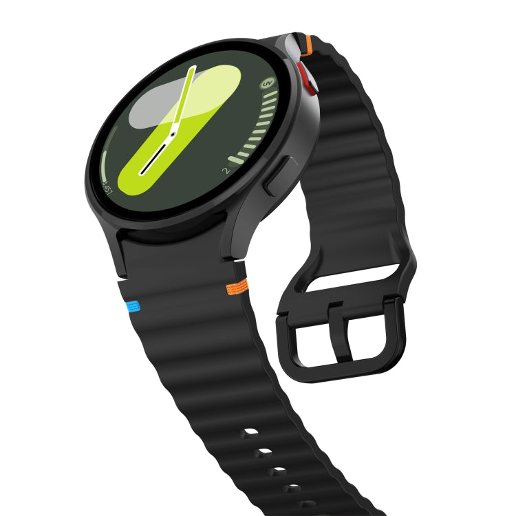 For Samsung Galaxy Watch 5 40 / 44mm Wave Pattern Stitched Silicone Watch Band