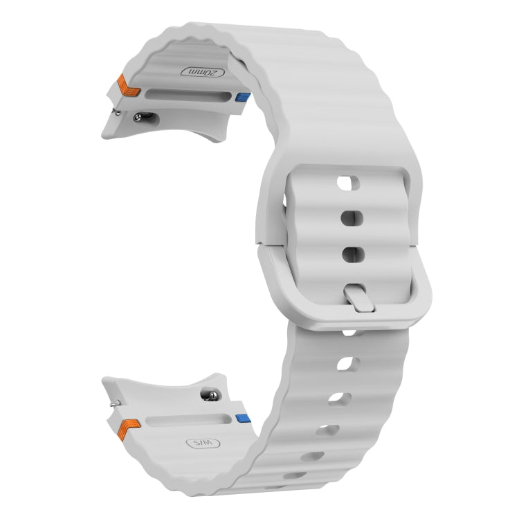 For Samsung Galaxy Watch 5 40 / 44mm Wave Pattern Stitched Silicone Watch Band