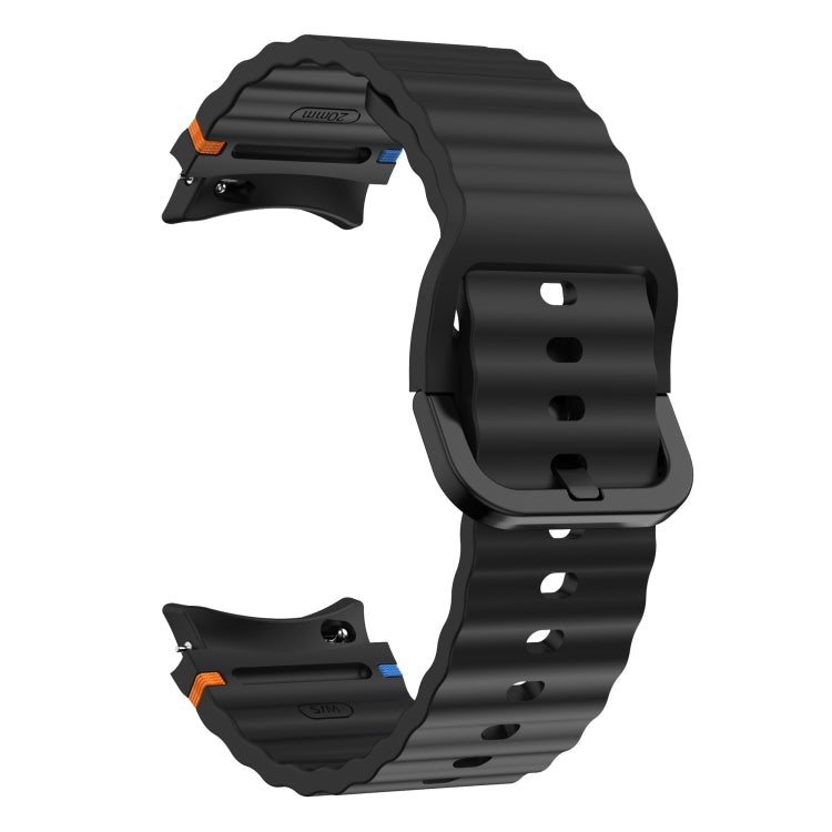 For Samsung Galaxy Watch 5 Pro Wave Pattern Stitched Silicone Watch Band