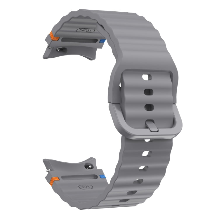 For Samsung Galaxy Watch 4 Classic 42 / 46mm Wave Pattern Stitched Silicone Watch Band
