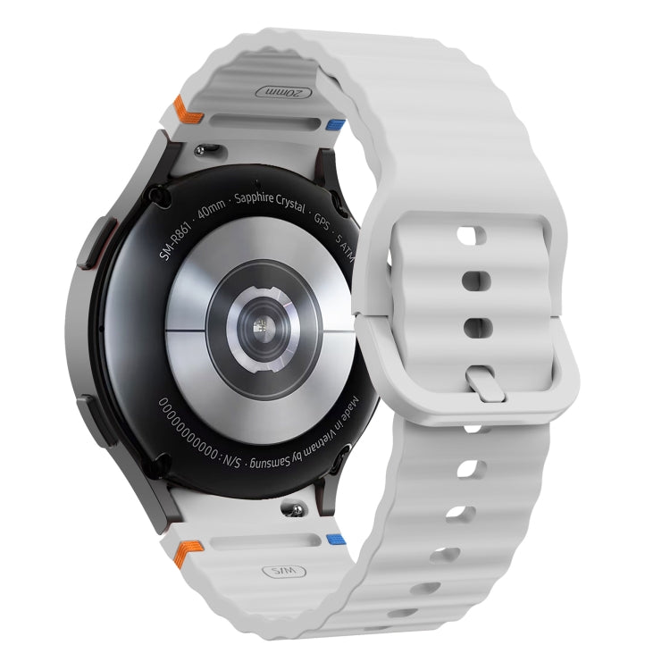 For Samsung Galaxy Watch3 41mm Wave Pattern Stitched Silicone Watch Band