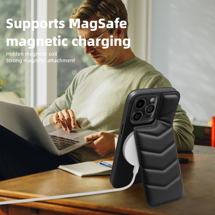 For iPhone 13 Down Jacket Card Bag Holder MagSafe Phone Case