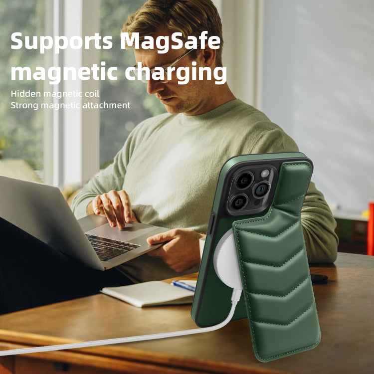 For iPhone 13 Down Jacket Card Bag Holder MagSafe Phone Case