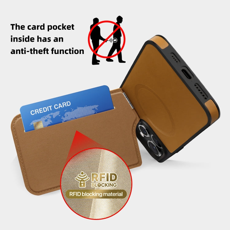For iPhone 14 Plus Down Jacket Card Bag Holder MagSafe Phone Case