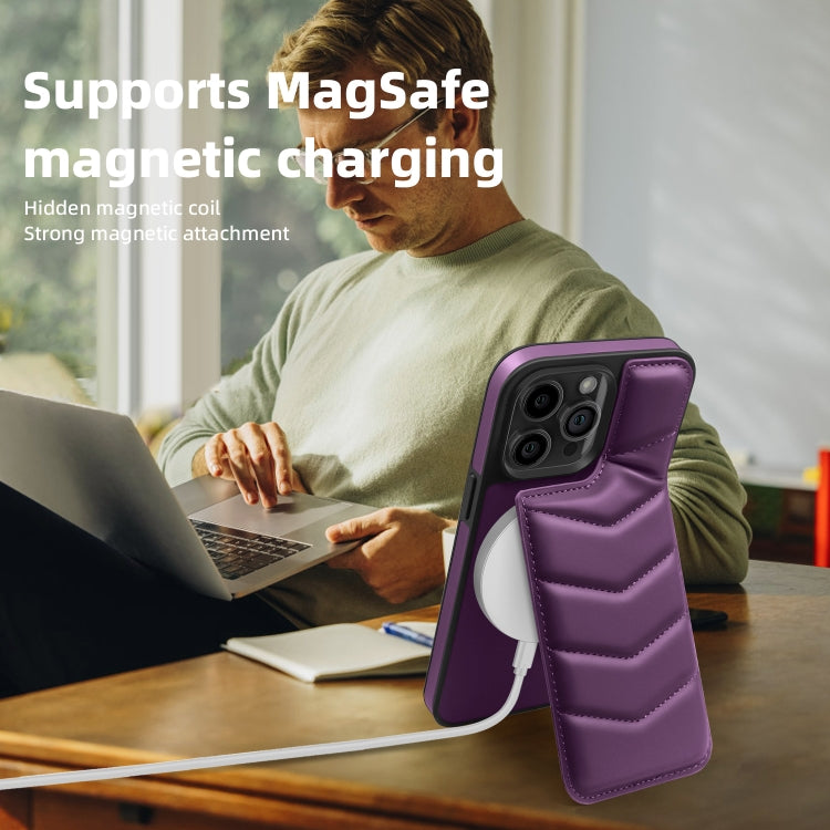 For iPhone 14 Plus Down Jacket Card Bag Holder MagSafe Phone Case