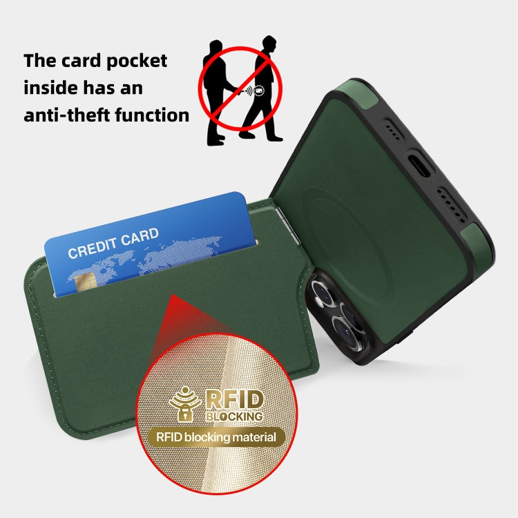 For iPhone 15 Down Jacket Card Bag Holder MagSafe Phone Case