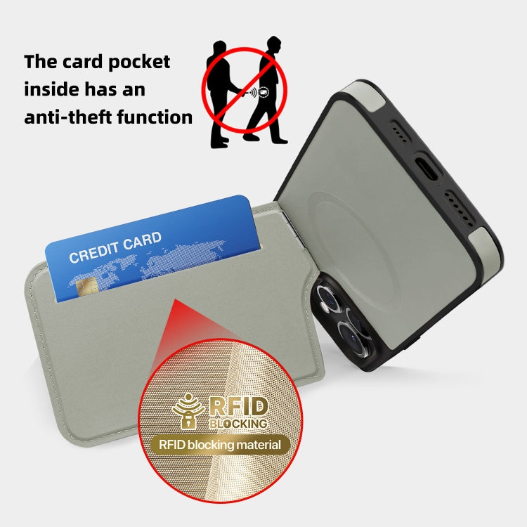 For iPhone 15 Down Jacket Card Bag Holder MagSafe Phone Case