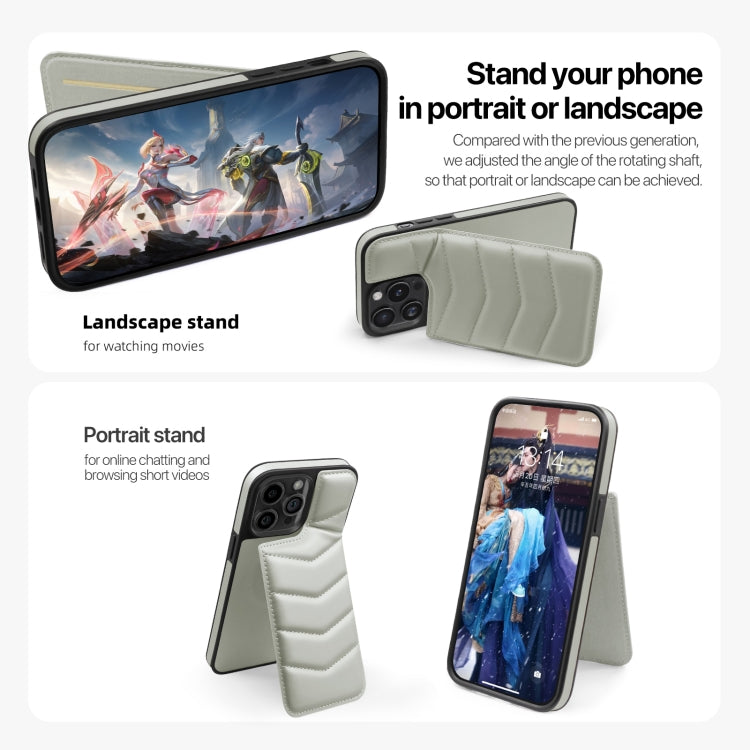 For iPhone 15 Pro Down Jacket Card Bag Holder MagSafe Phone Case