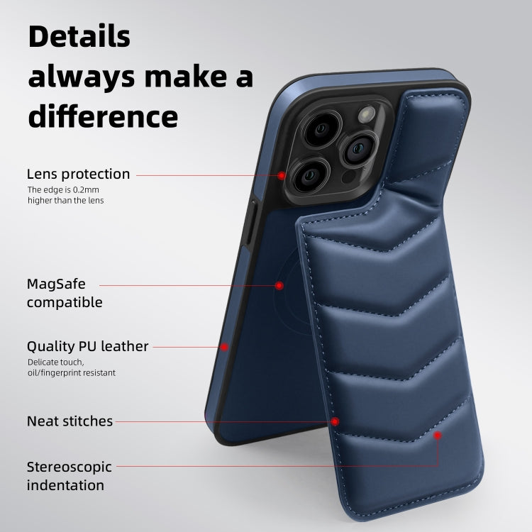 For iPhone 15 Plus Down Jacket Card Bag Holder MagSafe Phone Case
