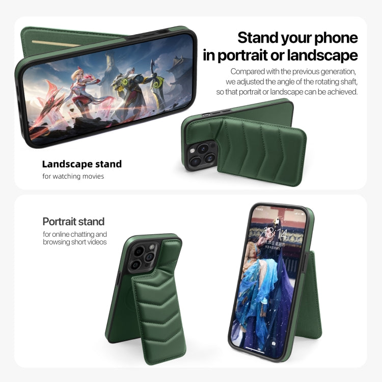For iPhone 15 Plus Down Jacket Card Bag Holder MagSafe Phone Case
