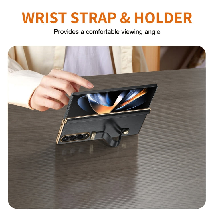 For Galaxy Z Fold4 Retractable Wrist Strap Invisible Stand Phone Case