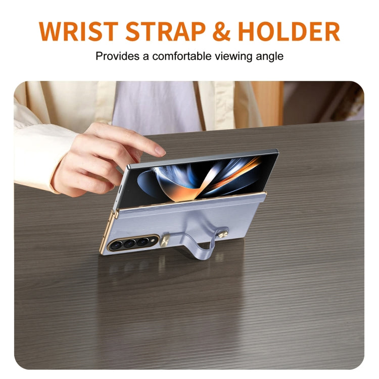 For Galaxy Z Fold4 Retractable Wrist Strap Invisible Stand Phone Case