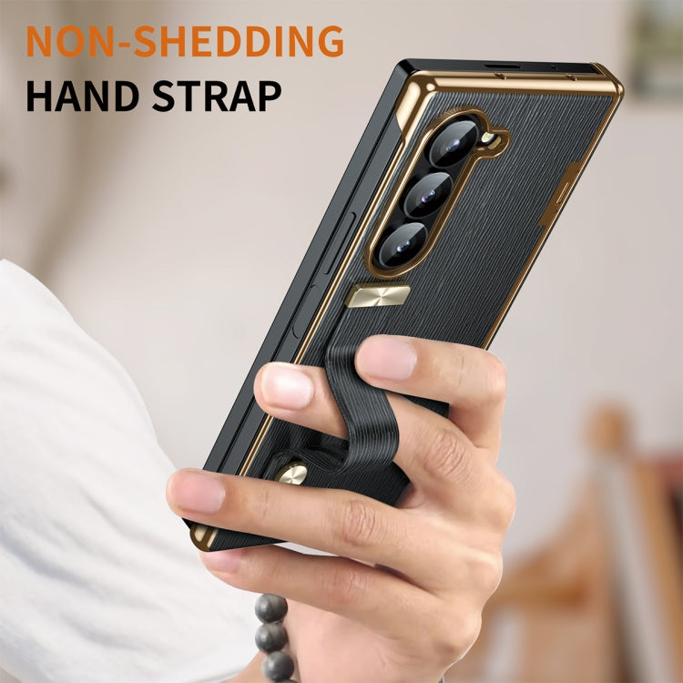 For Galaxy Z Fold5 Retractable Wrist Strap Invisible Stand Phone Case