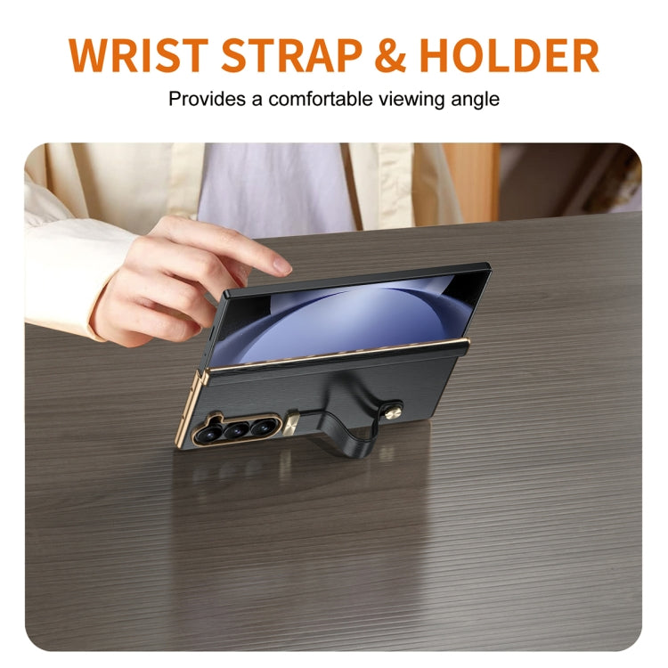 For Galaxy Z Fold5 Retractable Wrist Strap Invisible Stand Phone Case