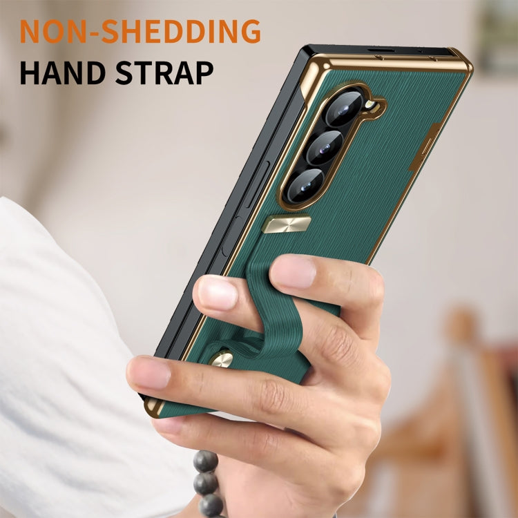 For Galaxy Z Fold5 Retractable Wrist Strap Invisible Stand Phone Case