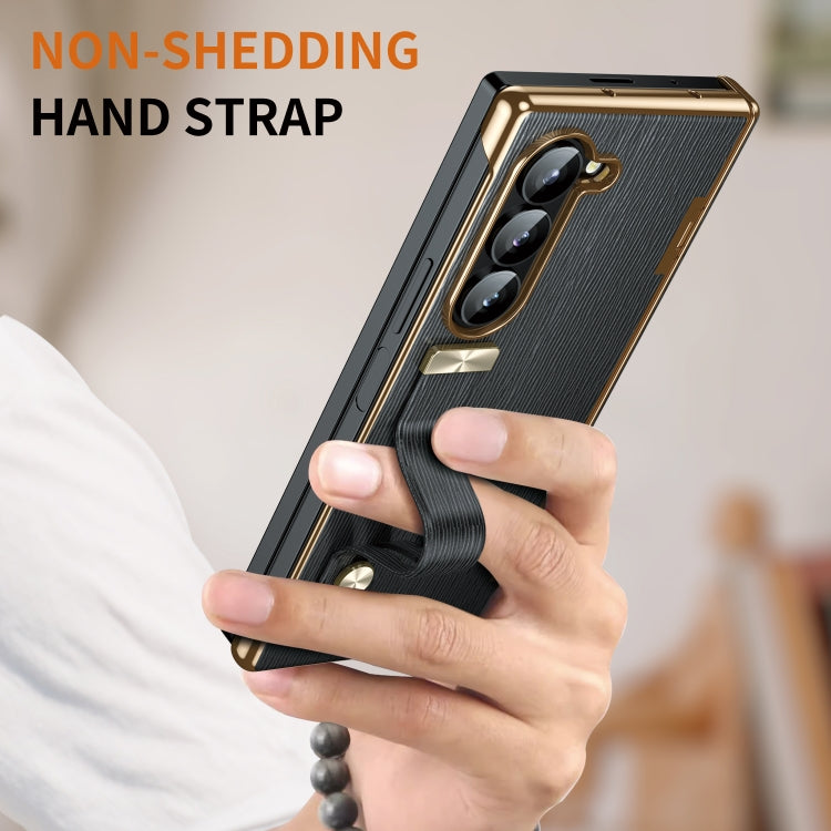 For Galaxy Z Fold6 Retractable Wrist Strap Invisible Stand Phone Case